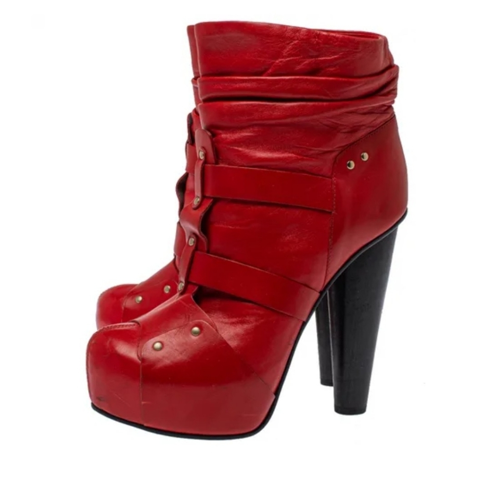 Versace Red Platform Booties